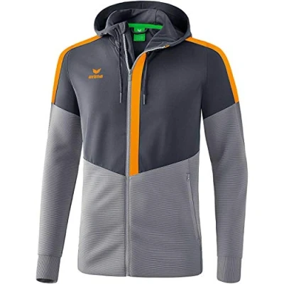 Image of Erima Squad Training Jacket with Hood Slate Grey/Monument Grey/New Orange, 164