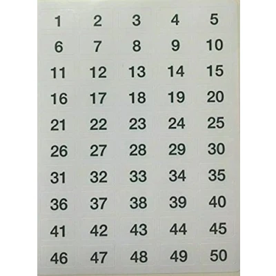 Image of 100 Number Stickers Labels 1 to Sticky White Self Adhesive with Black Numbers