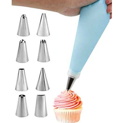 Image of ILLUVA Silicone Piping Bags and Nozzles Set, Reusable Pastry Icing for Cupcakes Cookies Cream Cake Decorating
