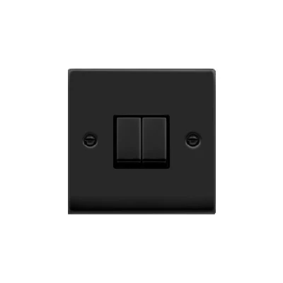 Image of Click Deco 2 Gang Way Ingot 10AX Switch Matt Black Inserts