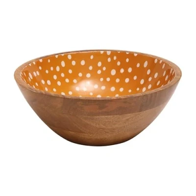 Image of Dexam Sintra Mango Wood Spotted Salad Bowl Ochre