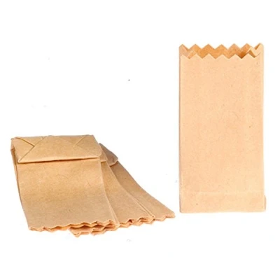 Image of Melody Jane Dolls House Small Brown Paper Grocery Bags Miniature Shop Store Accessory 1:12