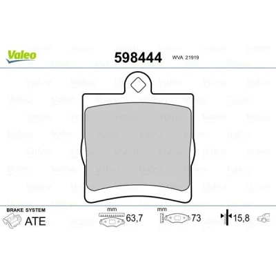 Image of 0024207120, 002420712037, 0024207420, 0034202720, 003420272037 Brake pad set VALEO 598444 Rear Axle excl. wear warning contact with anti squeak plate