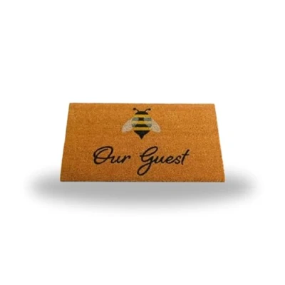 Image of Garden Mile Bee Our Guest Coir door mats Durable Indoor and Outdoor Natural Weather Resistant Eco friendly Entrance front mat outside for (Bee Guest)