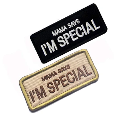 Image of 2 Pieces Mama Says I&#039;m Special Embroidery Patch Military Morale Tactical Emblem Badges Appliques Embroidered Patches Hook and Loop Fasteners Backing