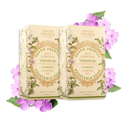Image of Panier des Sens Verbena Bar Soap Moisturizing Gentle Scented Natural with Sweet Almond 97% Ingredients Made in France Vegan Friendly Body &amp; Hand Bars