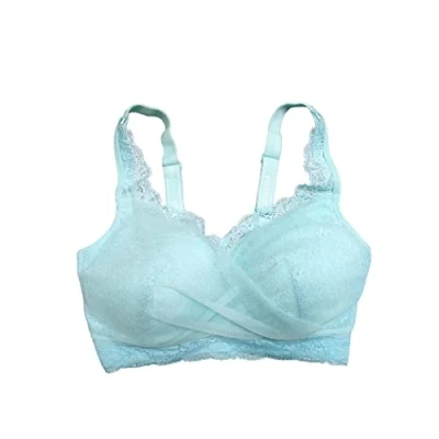 Image of Sendyou Mastectomy Bras with Pockets for Women Post Surgical Silicone Breast Forms Wirefree Mesh Blue