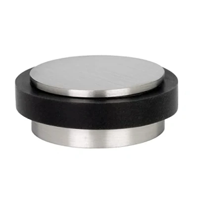 Image of Adhesive Door Stop Made of Stainless Steel, White Rubber, Mini Size, Great Resistance (34x12mm, Black)