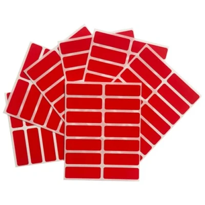 Image of Pack of 98 Red 12x38mm Rectangular Labels Adhesive Stickers