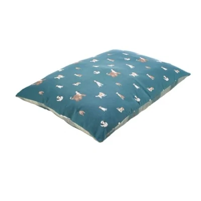 Image of Laura Ashley Park Dog Teal Blue Check Machine Washable Sustainable Thermal Filling Deep Dog/Puppy Duvet Medium
