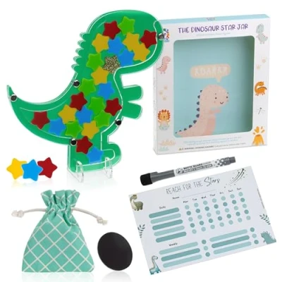 Image of Reward Chart Dinosaur Jar for Kids, Potty Training Toddler Boys/Girls, Behaviour Charts Children, Toilet Chart, Magnetic Jars Classroom, Star