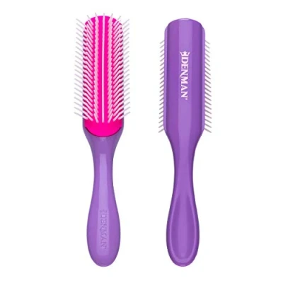 Image of Denman Curly Hair Brush D3 (African Violet) 7 Row Styling For Detangling, Separating, Shaping and Defining Curls Women Men