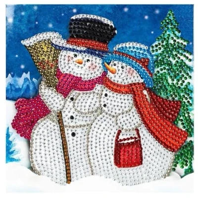 Image of Ideen mit Herz Diamond Painting Greeting Card Rhinestone Edition 16x16cm 370gsm Includes Stones, Envelope &amp; Tool (Snowmen 03)