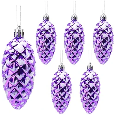 Image of Christmas Concepts® Pack of 690mm Shiny &amp; Glitter Decorated Pine Cone Baubles Tree Decorations (Royal Blue)