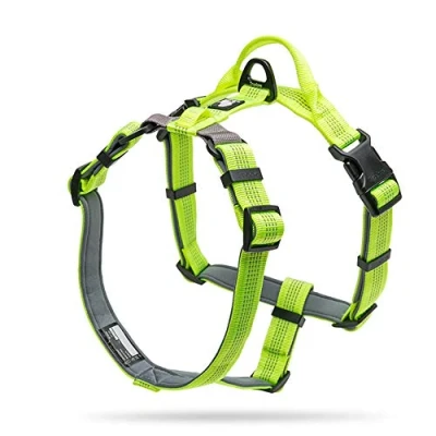Image of Dog Harness Adjustable Reflective Durable Padded Pet Vest With Handle Car Trip Outdoor TLH6171(Neon Yellow,L)