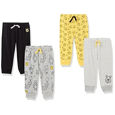 Image of Amazon Essentials Disney Marvel Star Wars Unisex Babies&#039; Trousers, Pack of 4, Winnie the Pooh Oh Bother!, 3 Months