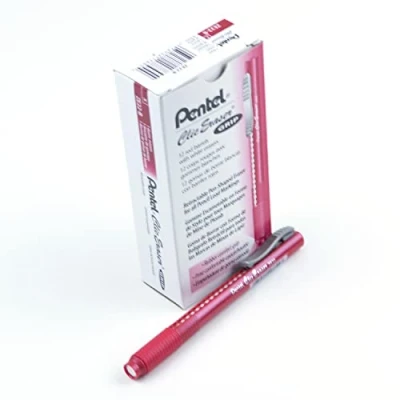 Image of Pentel ZE22B, Clic Eraser Grip, Retractable Eraser, Red Barrel, Box of 12