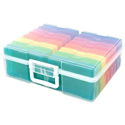Image of Craftelier Portable Transparent Storage Box with 16 Mini Colour Boxes for Photographs, Crafts and Other Scrapbooking Materials Size 38 x 2.2 12.7 cm