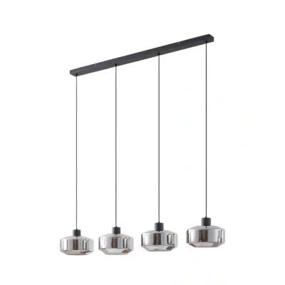 Image of Lindby pendant light Hildur, 4 bulb, 115 cm, smoky grey, glass