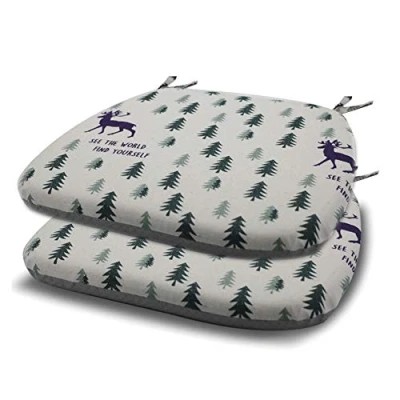 Image of 2 of Dining Chair Pads with Ties Memory Foam Seat Cushion Non Slip Garden 45 x 42cm (Deer)