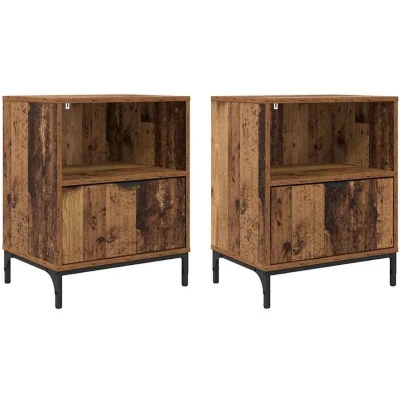 Image of vidaXL Bedside Tables 2 pcs Old wood 49 x 36 61 cm Engineered