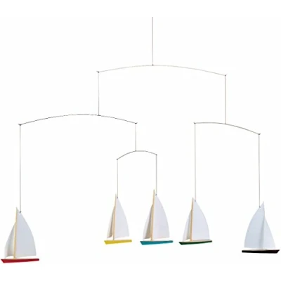 Image of Flensted Mobiles Dinghy Regatta 5 Mobile, Steel, Multi Colour, 35 x 65 cm
