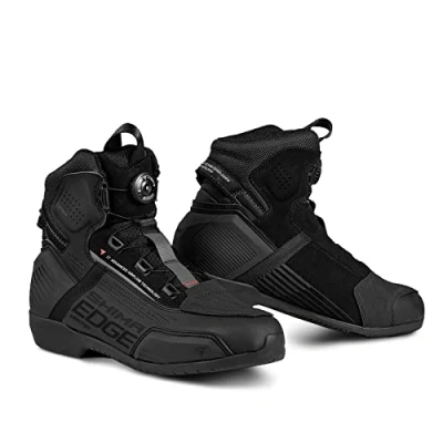 Image of SHIMA EDGE Vented, Motorbike Shoes for Men Breathable, Reinforced Street Riding with ATOP Closure System, Ankle Support, Anti Slip Sole, Gear Pad (Black, 11)
