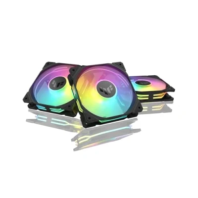 Image of ASUS TUF Gaming TR120 ARGB Fan Black Triple Pack Higher Cooling Performance Extra Thick 28mm Frame, Exclusive Double Layered LED Matrix Design with 16 Addressable RGB LEDs, Aura Sync