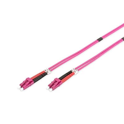 Image of DIGITUS DK 2533 07 4 Fibre Optic Cable OM4 7 m LC to Duplex 1/10/40/100 Gbit/s MM Multimode LAN Type: 50/125 µ Purple (Violet)