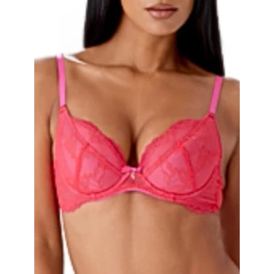 Image of Gossard Women&#039;s Superboost Lace Padded Plunge Bra, Opaque, Red (Rose Red), 36E