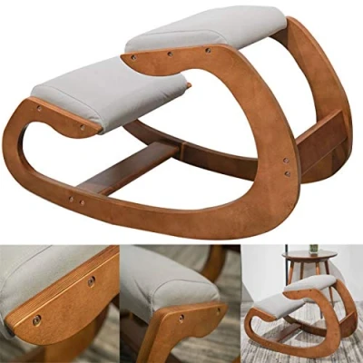 Image of Ergonomic Kneeling Chairs, Posture Chair, Desk Chair,Posture Wooden Rocking Chair for Back Pain, Comfortable Stool Body Shapi
