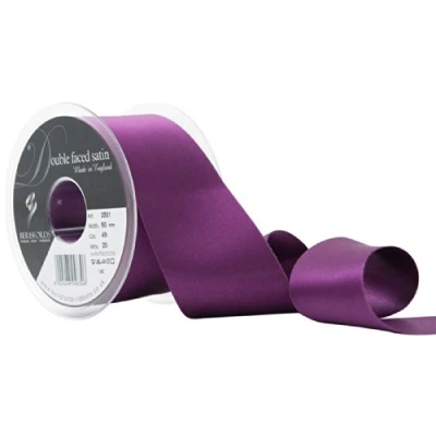 Image of Berisfords 70 mm Double Faced Polyester Satin Ribbon, Plum