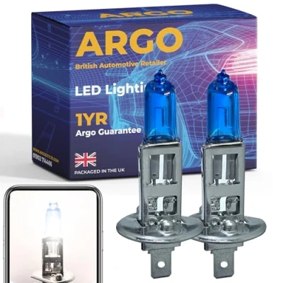 Image of Argo H1 Headlight Bulb 55w Xenon White 6000k Super Bright Replacement 448 P14,5s Car Van Front Fog Light Lamp Main Dipped High Low Beam Upgrade Halogen Bulbs 12v