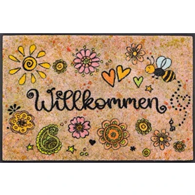 Image of Wash+Dry Door Mat with German Text Bring Glück herein (Bring herein) 50 x 7