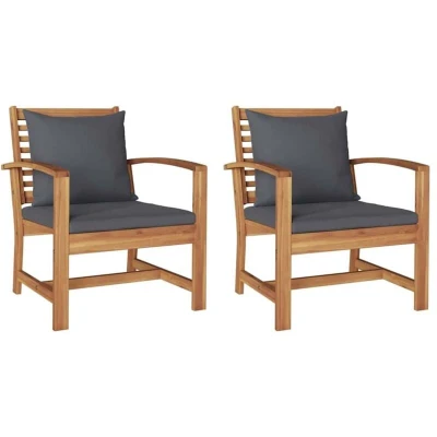 Image of Garden Chairs 2 pcs Brown 60 x 65 76.5 cm Solid teak wood Vidaxl