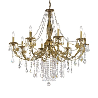 Image of Pisani Crystal Multi Arm Chandeliers 8 Light Antique Brass