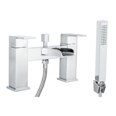 Image of VeeBath Kelvin Round Bath Shower Mixer with Kit, Waterfall Bathroom Bathtub Tap Set and Filler Tub 35mm, Chrome