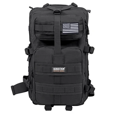 Image of Seibertron Falcon Tactical Water Repellent Hiking Camping Backpack Compact Assault Pack Summit Bag 37L Black