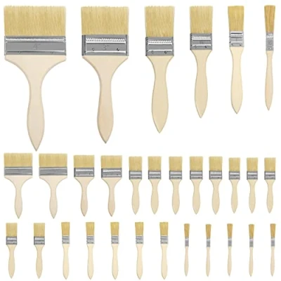 Image of Kurtzy 30 Pack Reusable Paint Brushes 6 Sizes 1.3 10cm / 0.5 4 Inches Brush Head For Messy Jobs including Chip Painting, Silicon, Gesso, Staining, Varnishes, Glues