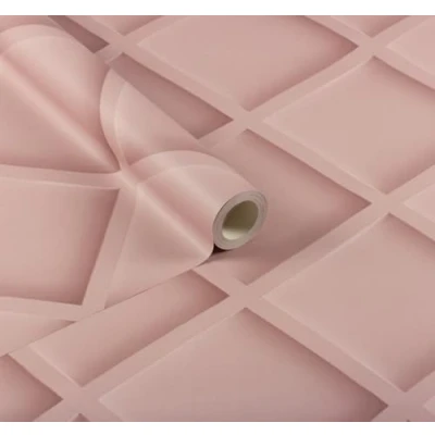 Image of WPE® Pink Wood Panel Wallpaper with Shadows Showing A 3D Effect Girls for The Ultimate Chic, Modern, Minimalistic Designer Look [Exclusive to WPE]