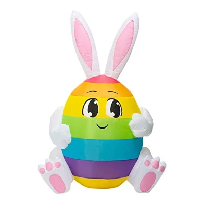 Image of TETHYSUN Easter Inflatable Bunny, Party Bunny Sitting Blow up Decoration with LED Luminous Lights for Indoor Outdoor Garden Yard, 5Ft