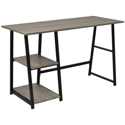 Image of vidaXL Desk with 2 Shelves Grey and Oak