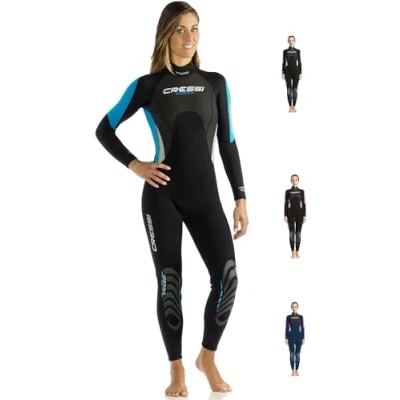 Image of Cressi Women&#039;s Lady All in one Women s Morea 3 mm Neoprene Wetsuit Black Turquoise X Small Size 1, Black/Turquoise/Silver, XS 1 UK