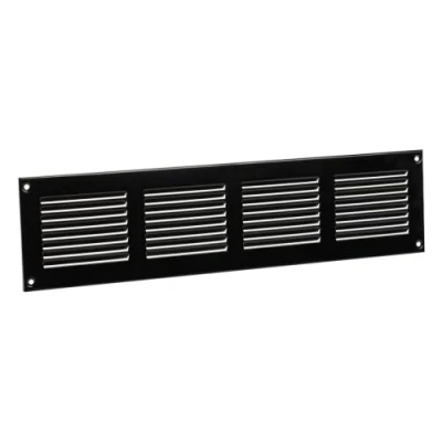 Image of 400x100mm / 16x4&quot; inch Black Metal Air Vent Grille Cover with Insect Mesh Ventilation