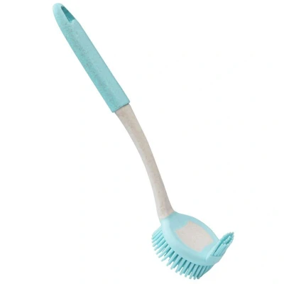 Image of JVL Pro Clean Anti Bacteria Rubber Dish Brush with Extra Bristles, Blue, One Size