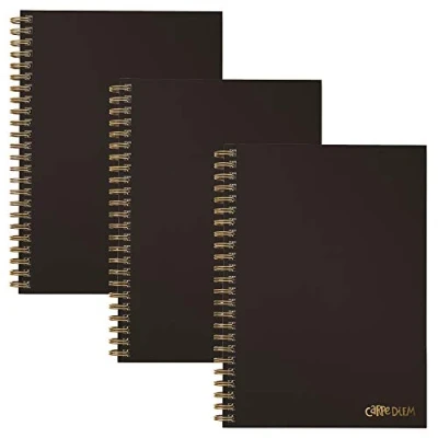 Image of Pukka Pad, Carpe Diem 3 Pack B5 Hardcover Notebooks, 7 x 9.8 Inches Each, Black