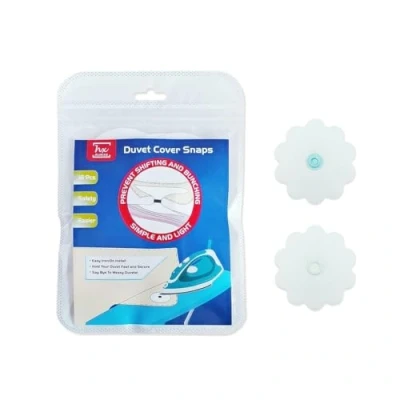 Image of HX AURIZE Duvet Cover Snaps Iron On, Clips, Alternative to Bulky Bed Sheet Fasteners, Keeps the Holder in Place (white)