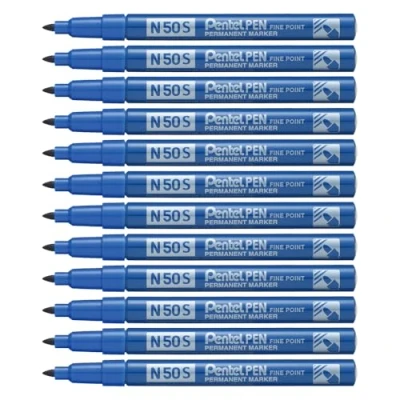 Image of Pentel N50S C Bullet Tip Permanent Marker Blue (Pack of 12)
