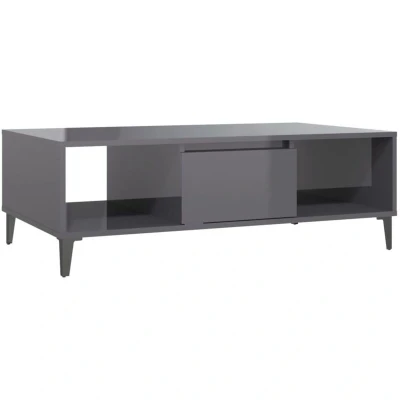 Image of vidaXL Coffee Table High Gloss Grey 103.5x60x35 cm Engineered Wood