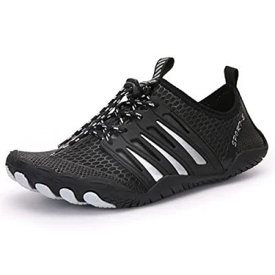 Image of AUXDIQ Water Shoes Outdoor Quick Dry Unisex Sports Aqua for Beach Diving Snorkeling Surfing Mens Womens, Black, Size 13